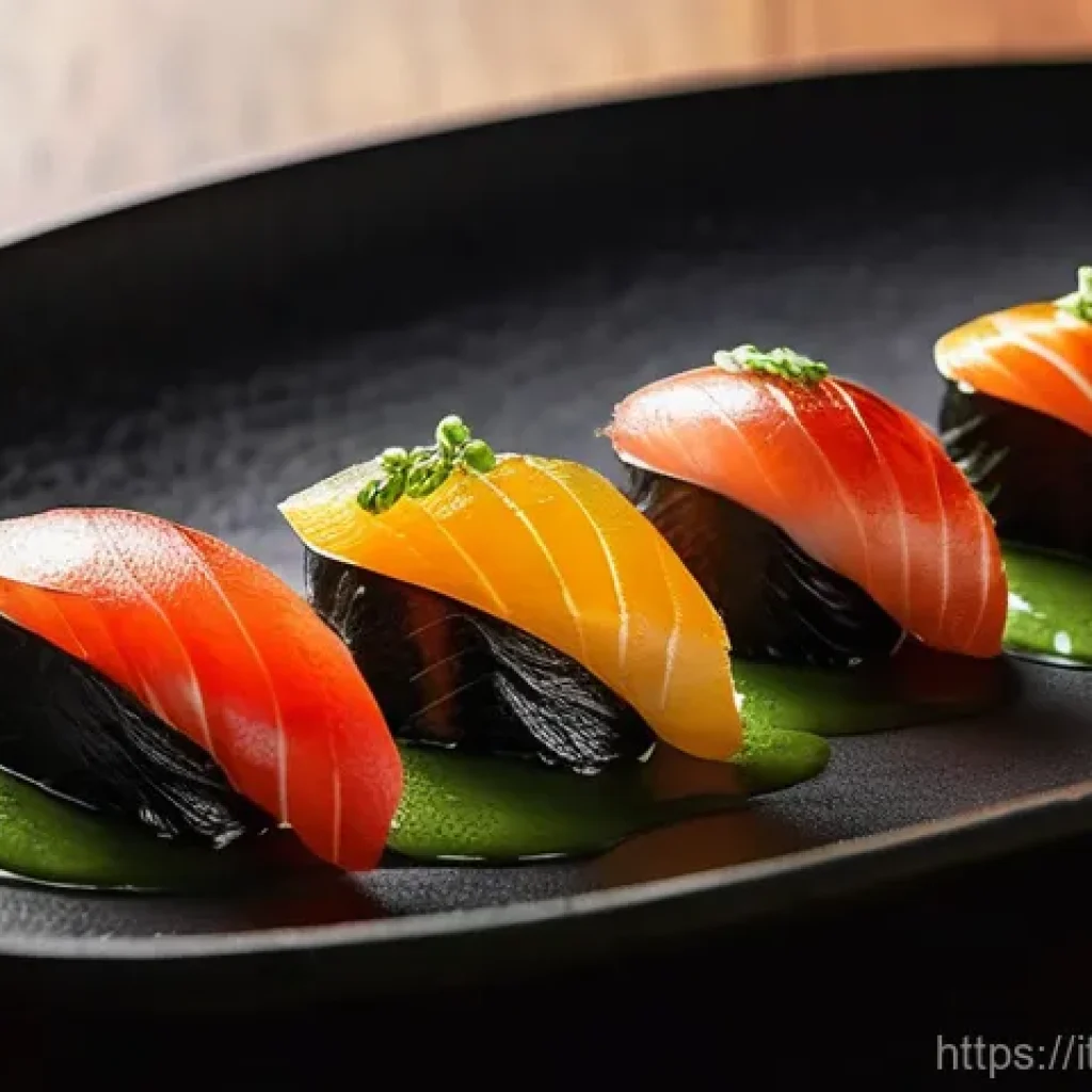 일본 퓨전 요리 소개 - **Prompt 1: "The 'Nigiri Partenopeo' - A Culinary Masterpiece in an Italian-Japanese Fusion Setting"...