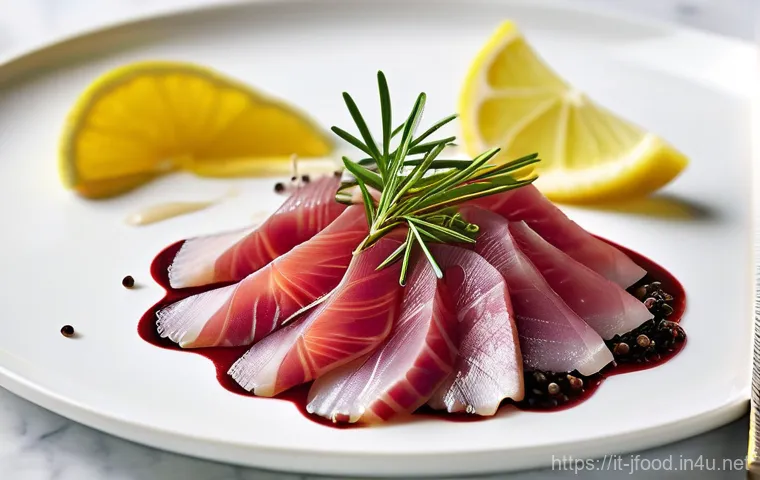 일본 퓨전 요리 소개 - **Prompt 2: "The Art of Sustainable Fusion - Chef's Hands Crafting a Piedmontese Tartare"**
    A sk...