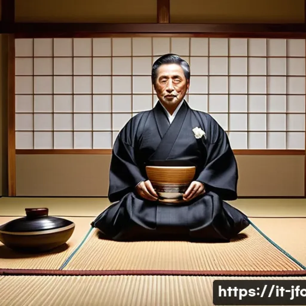 사케와 맥주의 차이 - A traditional Japanese sak&eacute; ceremony scene featuring a refined setting with wooden elements and tata...