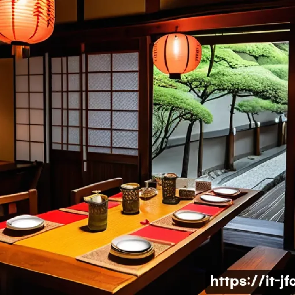 이자카야 추천 맛집 - A cozy, traditional Japanese izakaya interior set in Italy, featuring dark wooden furniture, soft gl...